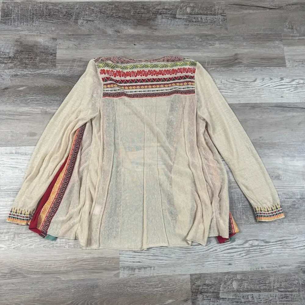 IVKO Linen Open Front Cardigan Folk Wearable Art Knit 38 Boho Lagenlook Designer